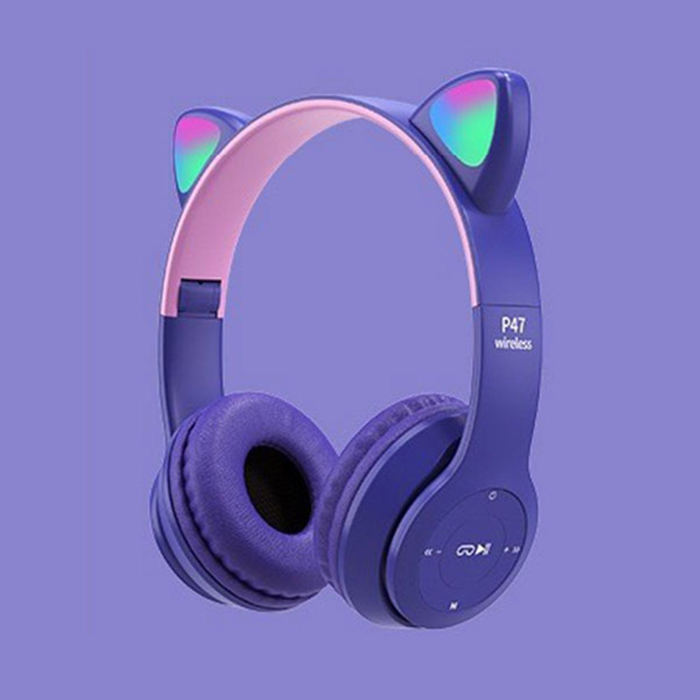Gaming-headset Cat Ear Bluetooth-compatibele helmen Stereo Bass Over-Ear-headsets Leuke sporthoofdtelefoon voor kinderen en volwassenen