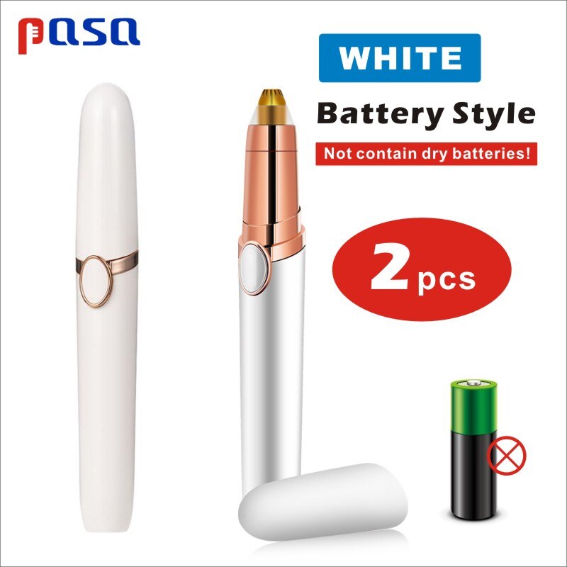 Electric Eyebrow Trimmer/Hair Remover /Mini Eyebrow Shaver Razor for: 2pcs Battery(White)