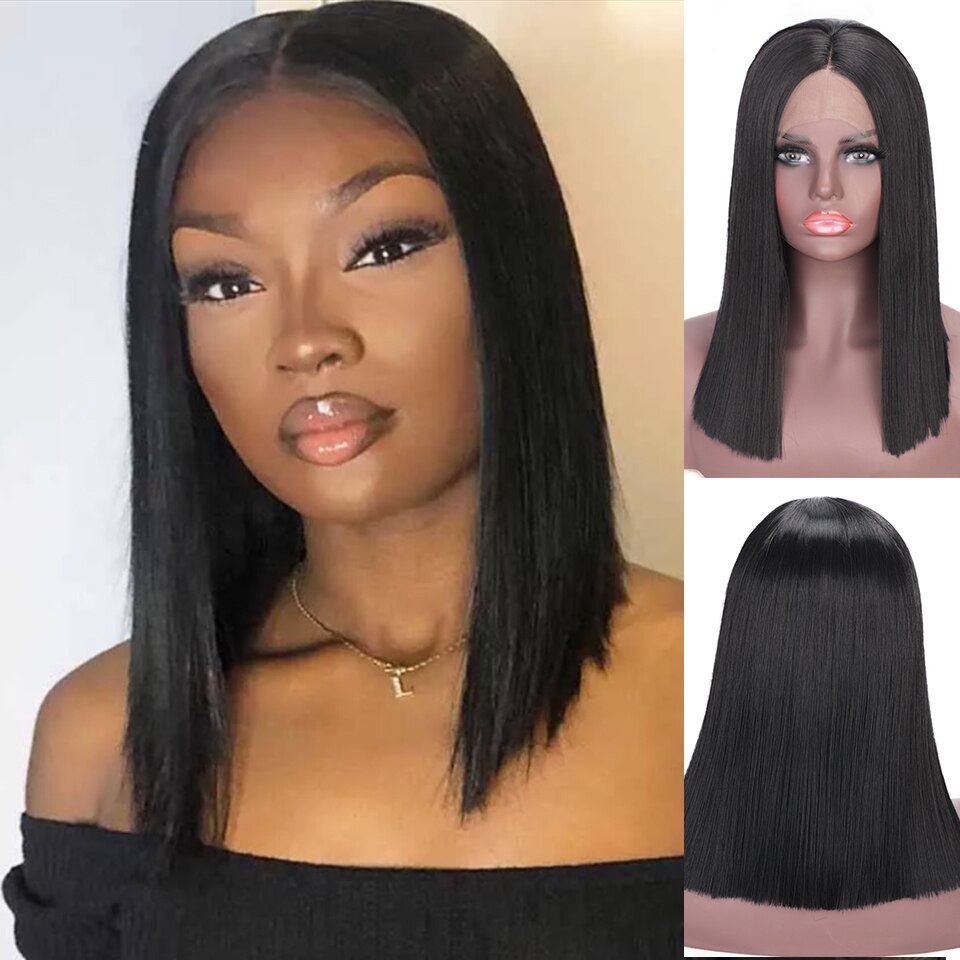 Ik Een Pruik Korte Rechte Synthetische Lace Front Pruik Blonde Roze Zwart Kant Pruiken Voor Zwarte Vrouwen Natuurlijke Pruiken
