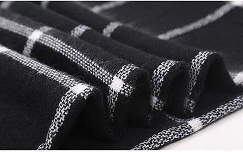 dame kvinner teppe svart hvit rutete koselig rutet tartan skjerf wraps sjal