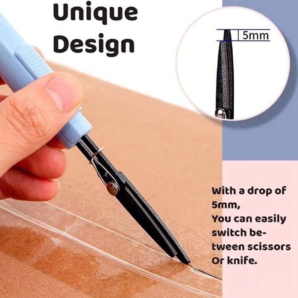 Multifunctional Deformation Scissors Quickly Disassembled Scissors Pen Style Compact Twiggy Scissors with Cover Cutting Tool