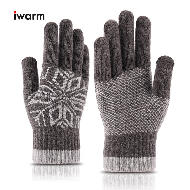 Iwarm Touch Screen Gloves Women's and Men's Knitted Gloves Autumn Winter Warm Thick Gloves