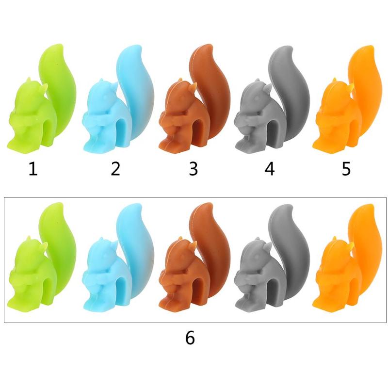 5pcs Cute Silicone Squirrel Tea Bag Hanging Holder Tea Infuser Mug Cup Clip Label Party Home Decor