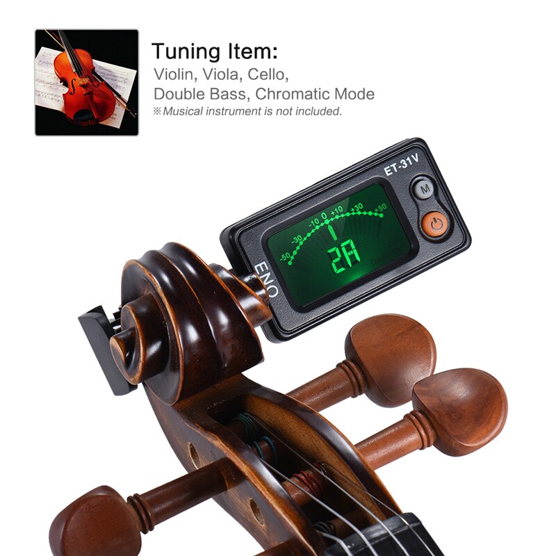 ET-31V Multifunction Clip-On Tuner Violin Viola Multifunction Bass Violin with Lcd Display