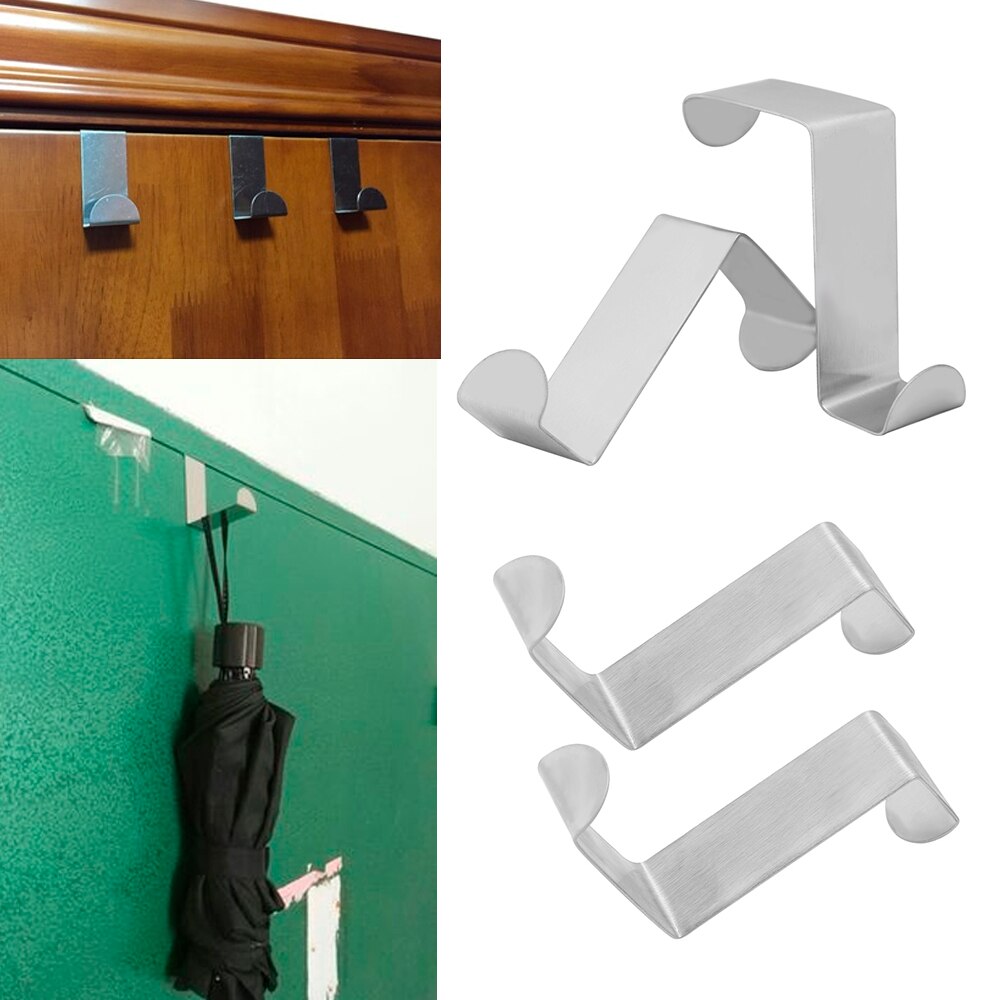 Gancho de almacenamiento de acero inoxidable para el hogar, colgador de 2 piezas para ducha sobre la puerta, para baño, cocina