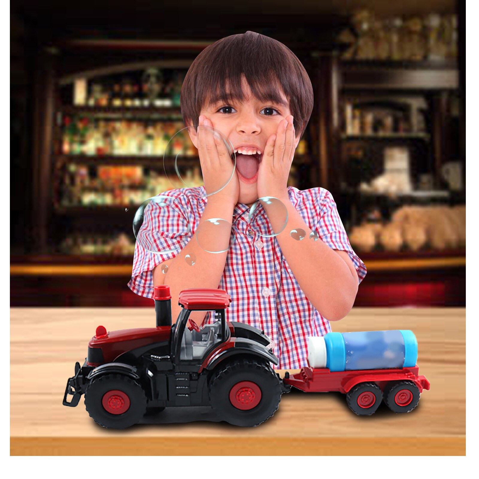 Bubble Blazen Farm Tractor Truck Met Vloeistof (100Ml) lichten Geluiden En Action Pour Enfants Kids Kawaii Garçon Fille: Default Title