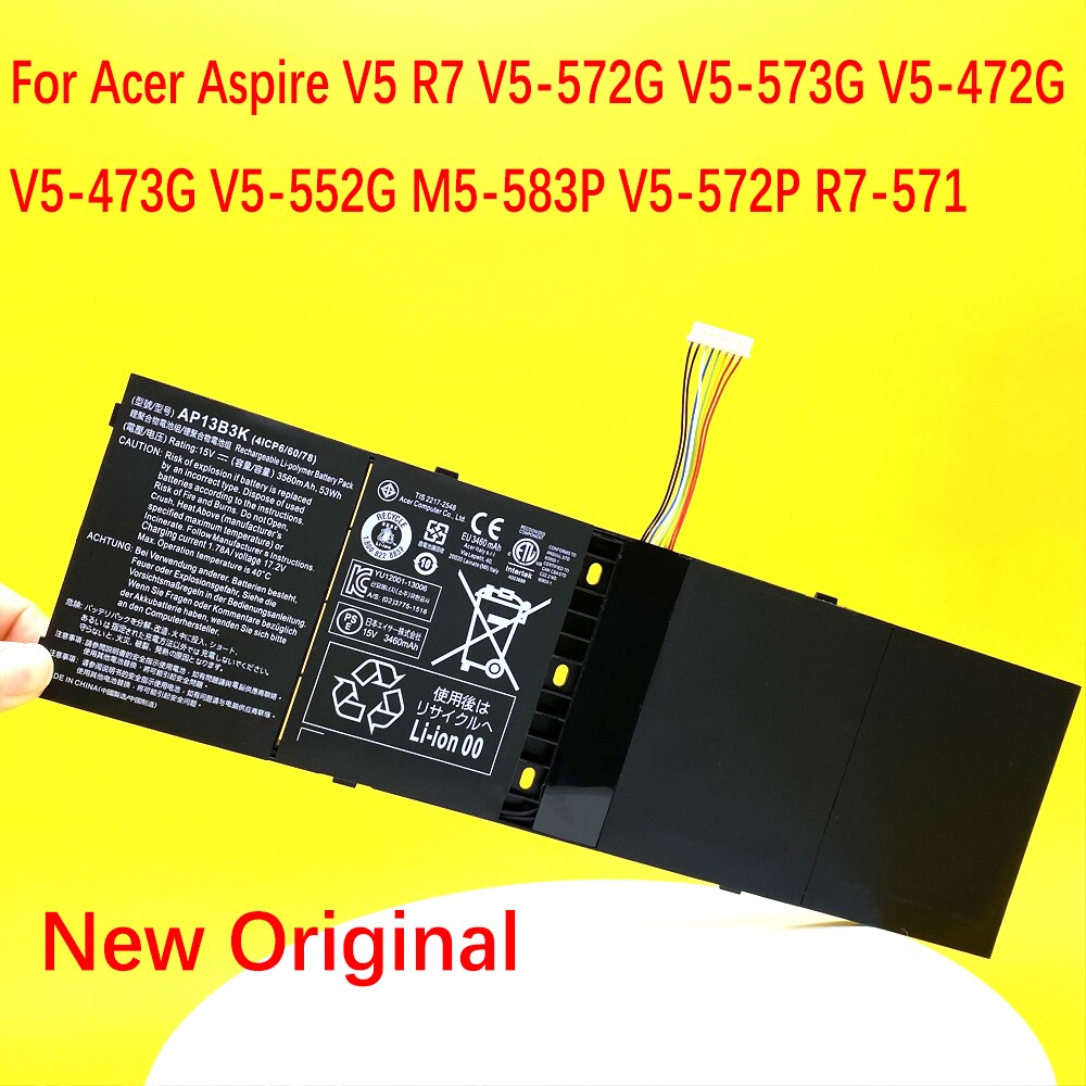 Originele Voor Acer Aspire V5-552G V5-573P M5-583 V5-552P V5-573 V5-473 R7-571 R7-571G V5-472 V5-572 AP13B8K Laptop Batterij
