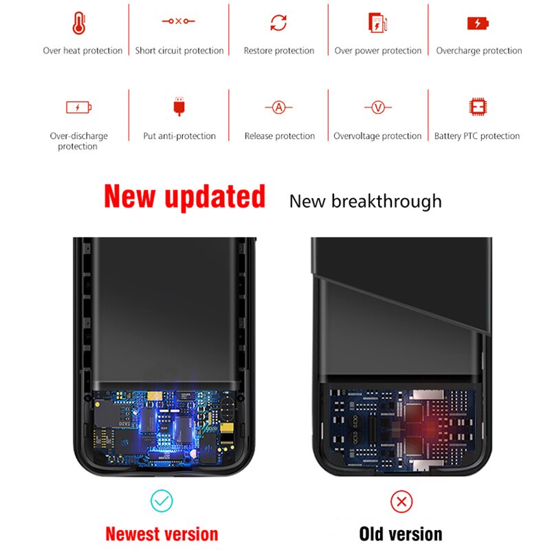 Telefon eksternt batteri cover til samsung galaxy  s10 s10e ultratynd silikone stødsikker powerbank oplader cover til samsung  s10+