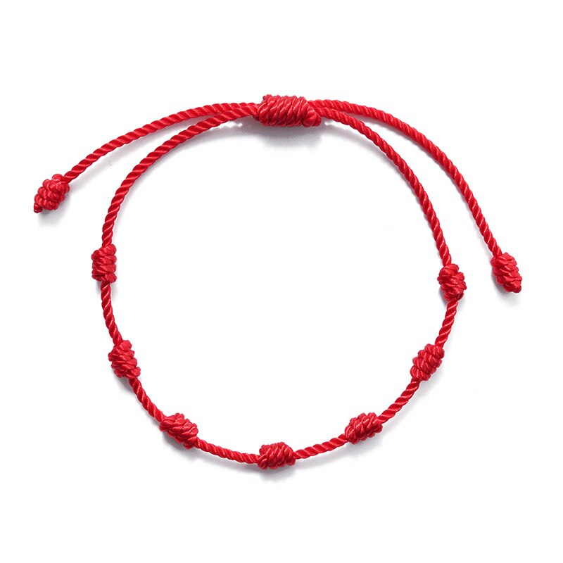 7 Knots Red String Bracelets for Protection Good Luck Amulet for Success Prosperity Handmade Rope Bracelets Lucky Charm Bangles