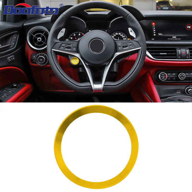 Doofoto Voor Alfa Romeo Start Stop Motor Button Cover Ring auto-interieur Sticker Accessoires Styling Start Button Case Shell: Golden Ring