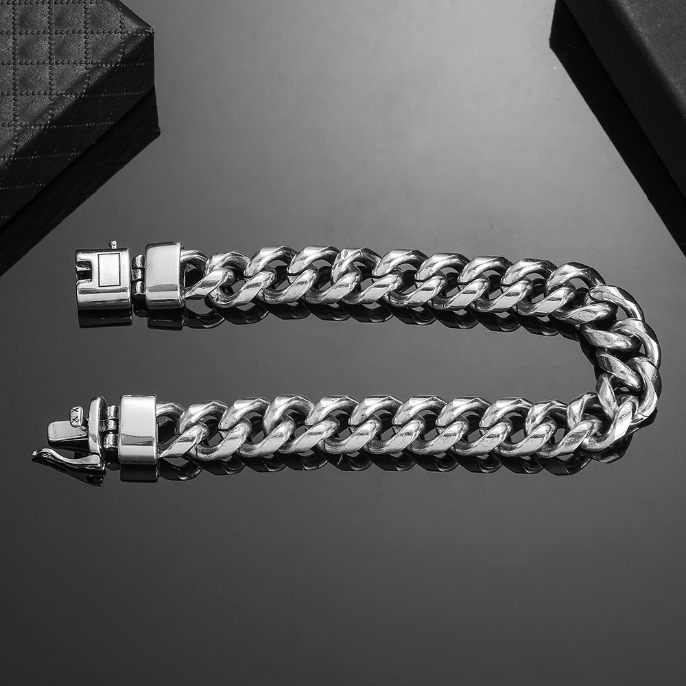 Buddha Armbinde Sicherheit Schnalle Armbinde Antike Silber Farbe Armbänder Punk Männer Schmuck Bordstein Verknüpfung Kette Männer Armbänder