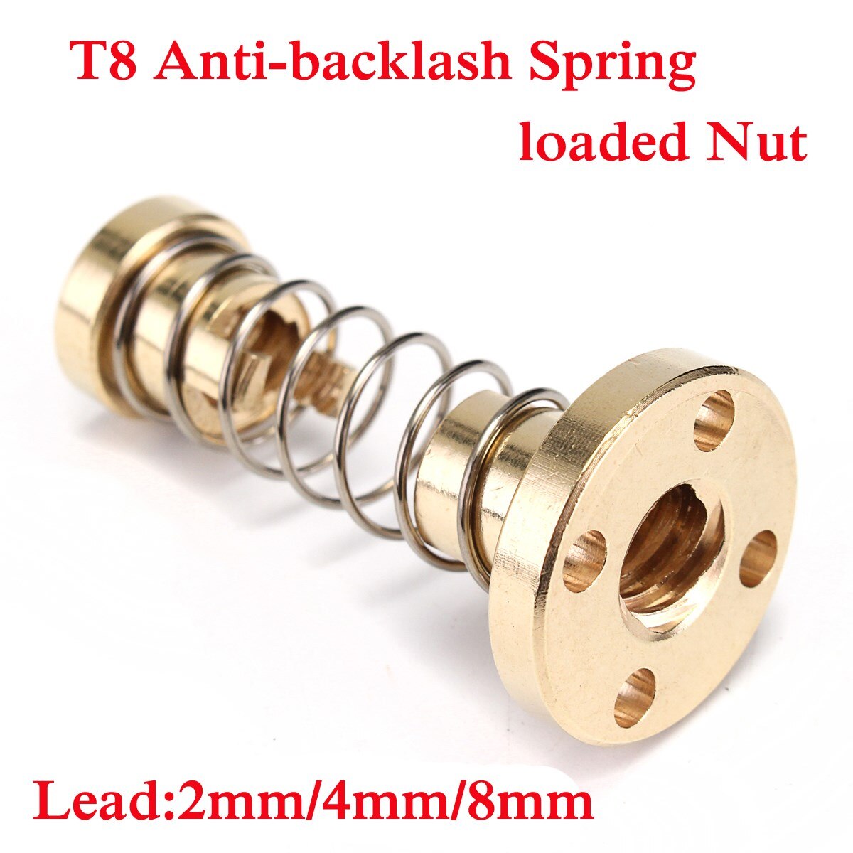 3D Printer Onderdelen T8 Anti-Backlash Lente Geladen Moer Voor 2mm/4mm/8mm Acme messing Schroefdraad Staaf Lood Schroeven Verstelbare