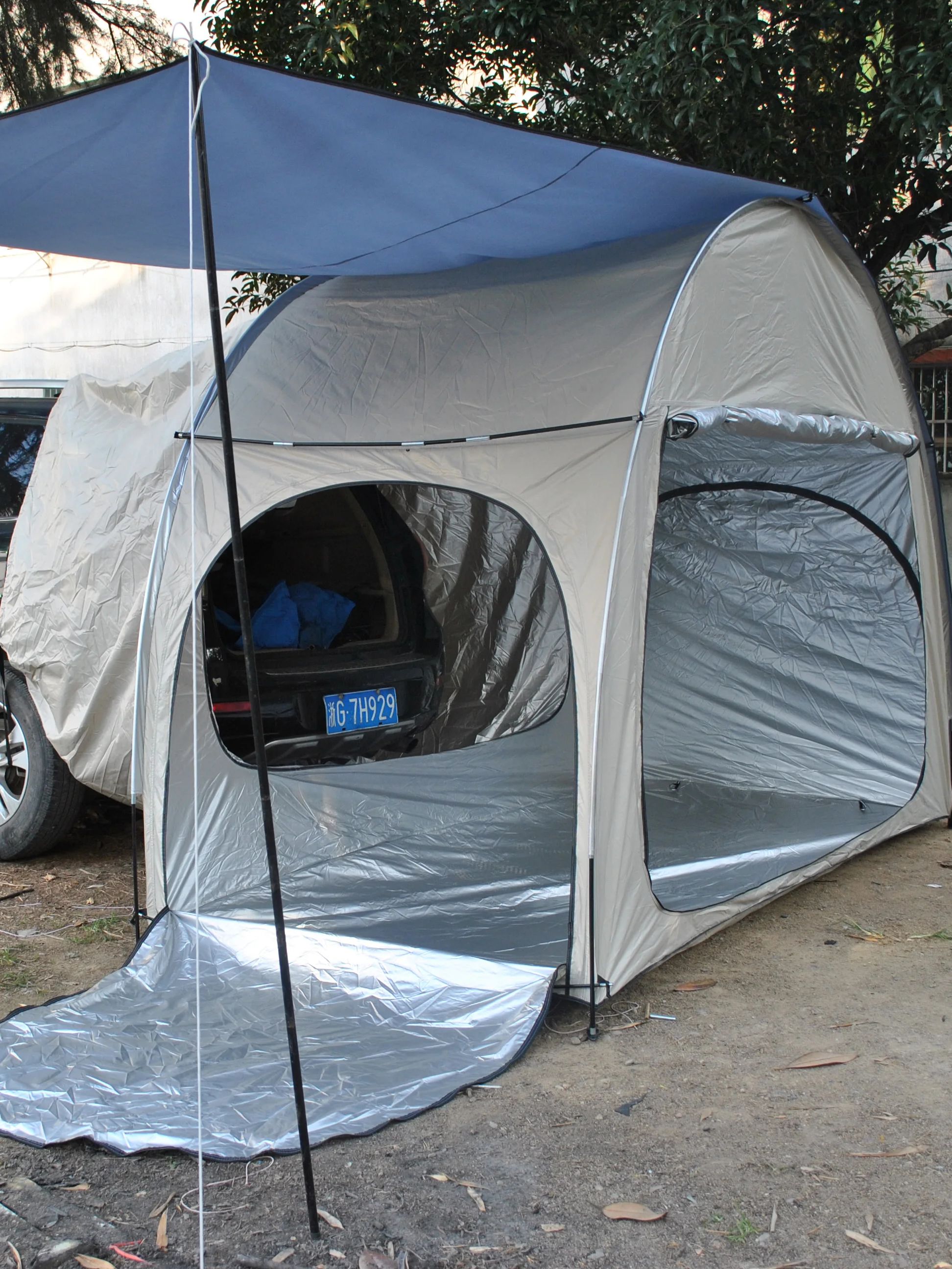 Suv-biltält för camping, suv-baklucka med markis, utomhusbiltält med tre dörrar, campingtält för fordon