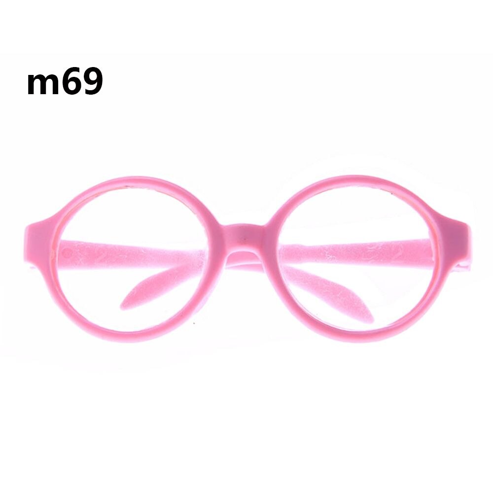 Colorful Doll Glasses Clear Lens Round Frame Eyewear Miniature Eyeglasses Fit 18 Inch Playing House Cool Girl Accessory: m69