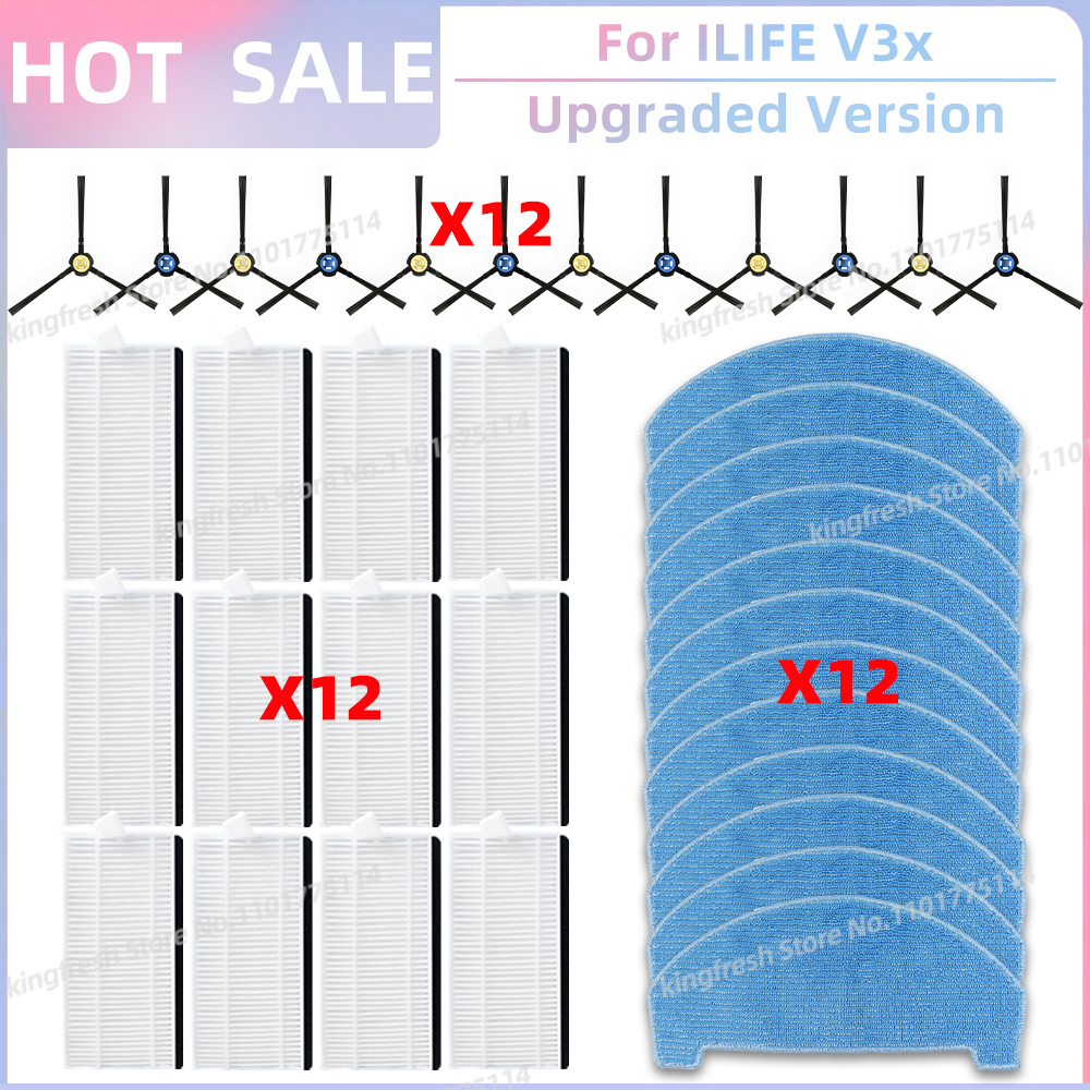 Fit For ILIFE V3x Robot Vacuum and Mop Replacement Parts Side Brush Hepa Filter Mop Cloth Accessories: Pink