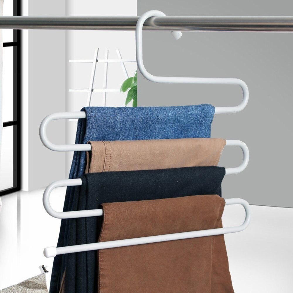 Multifonction métal magique pantalon cintre économiseur d'espace support jean écharpe cravate placard outil enlever les pantalons rapidement et efficacement