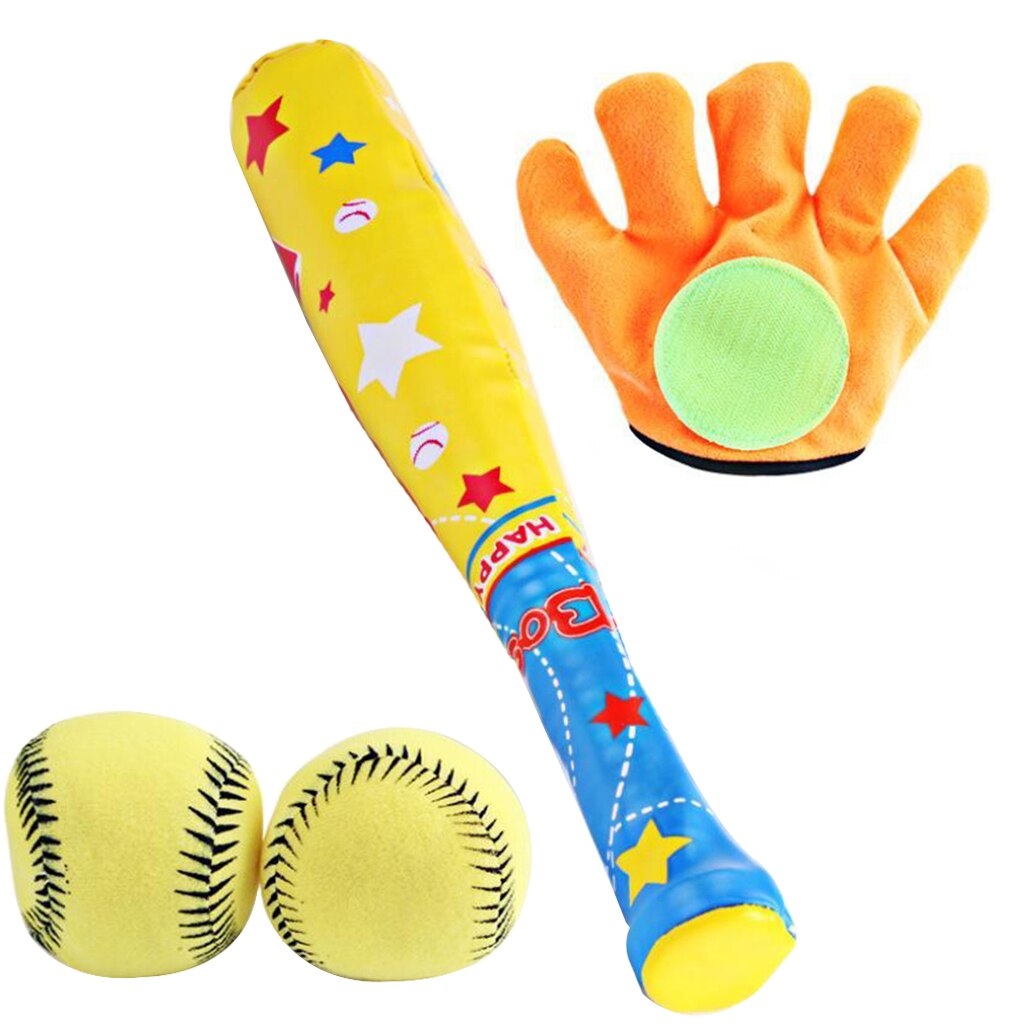 Mini-baseballset aus weichem schaumstoff, bestehend aus 2 bällen , 1 schläger und 1 handschuh für kleinkinder