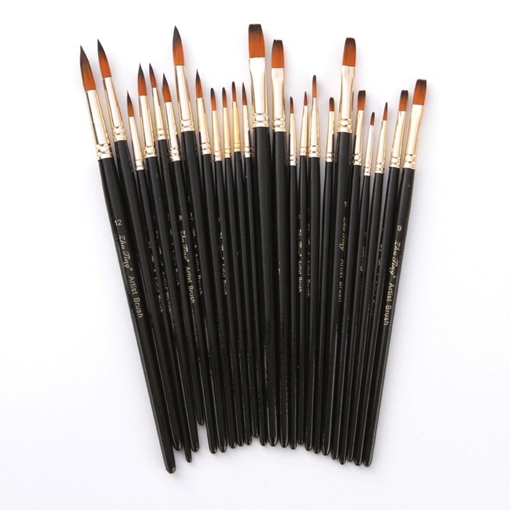 12pcs Painting Brushes Practical Flat Artist Paint Brushes