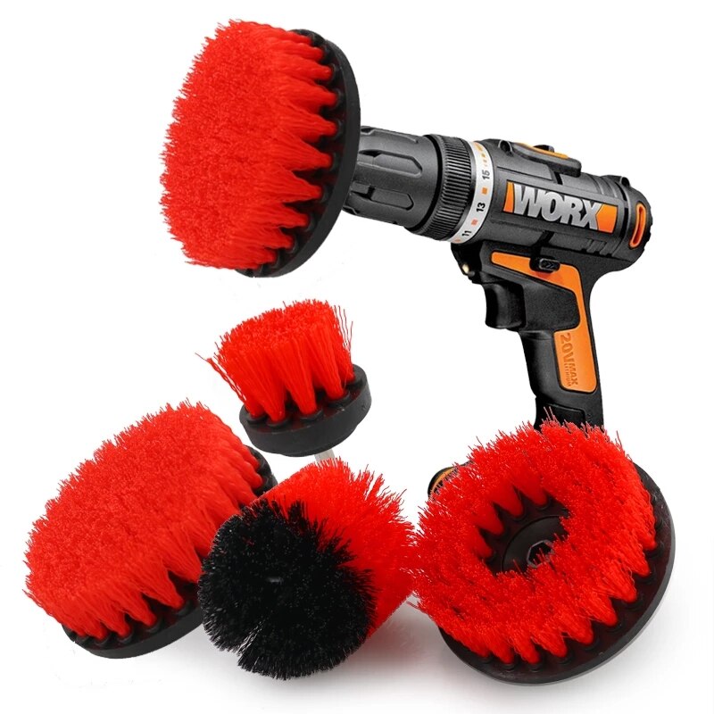 2/3.5/4/5'' Brush Attachment Set Power Scrubber Brush Car Polisher Bathroom Cleaning Kit with Extender Kitchen Cleaning Tools