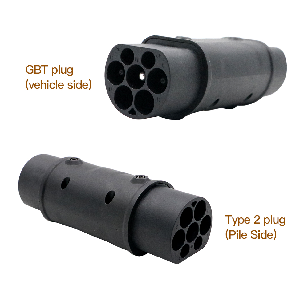 ERDAN EV-Ladegerät-Adapter Typ 2, IEC 62196-2 auf GB/T-Konverter zum Aufladen von Elektrofahrzeugen nach China, Standard-Elektrofahrzeugen, 16 A, 32 A: Black