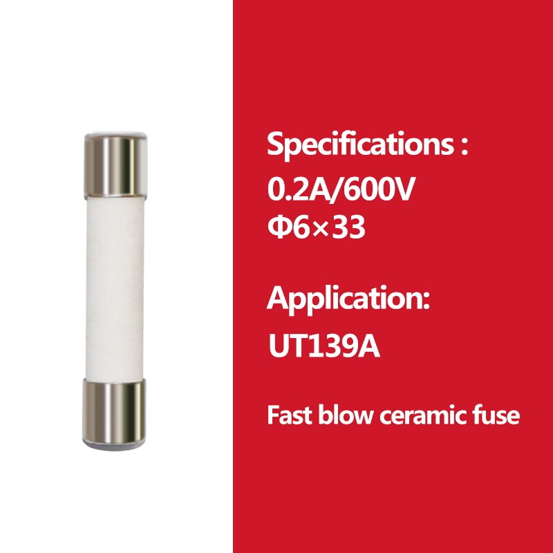 2 stücke UNI-T Patrone Fuse Flink Sicherung Porzellan Rohr Für Uni-t Multimeter UT61 UT139 UT890 UT39 UT105 UT171 Serie: 0.2A 600V