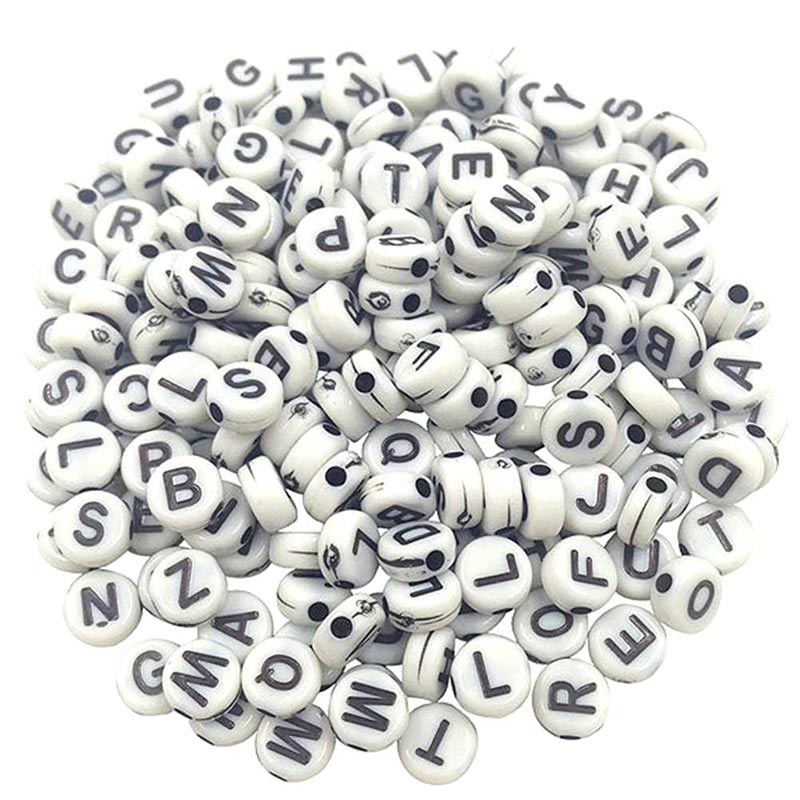 DIY Square Round Acrylic Alphabet Spacer Loose Beads For Necklace Bracelet Letter Beads Charms Jewelry Making SMR88: 1