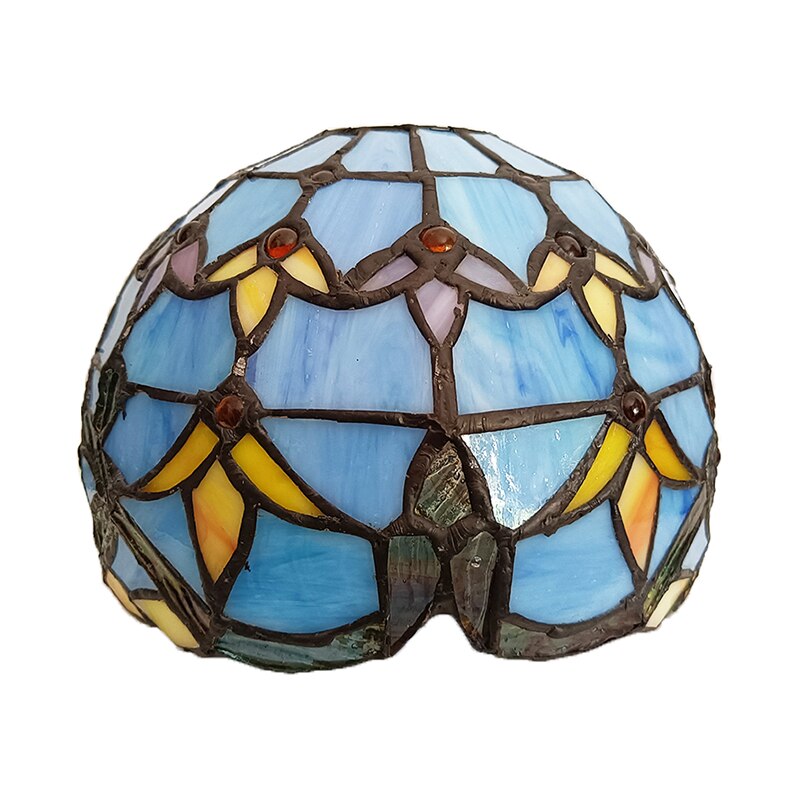 WOERFU-Pantalla de lámpara Tiffany europea, lámpara de mesa azul, lámpara de pared, luz colgante, bricolaje