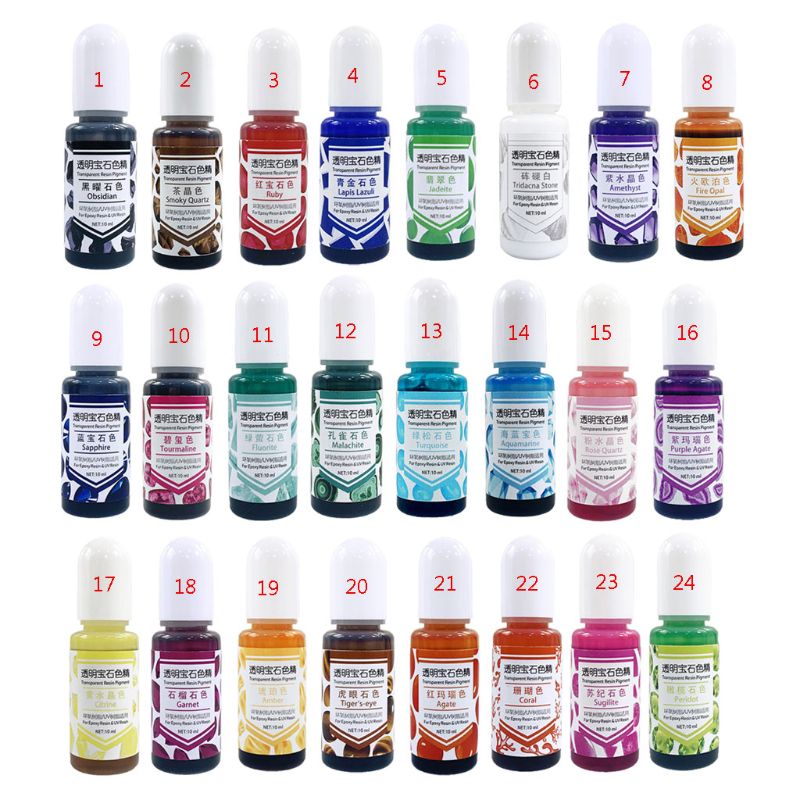 24 couleurs époxy UV résine gemme Pigment résine liquide colorant bricolage résine Art fabrication de bijoux
