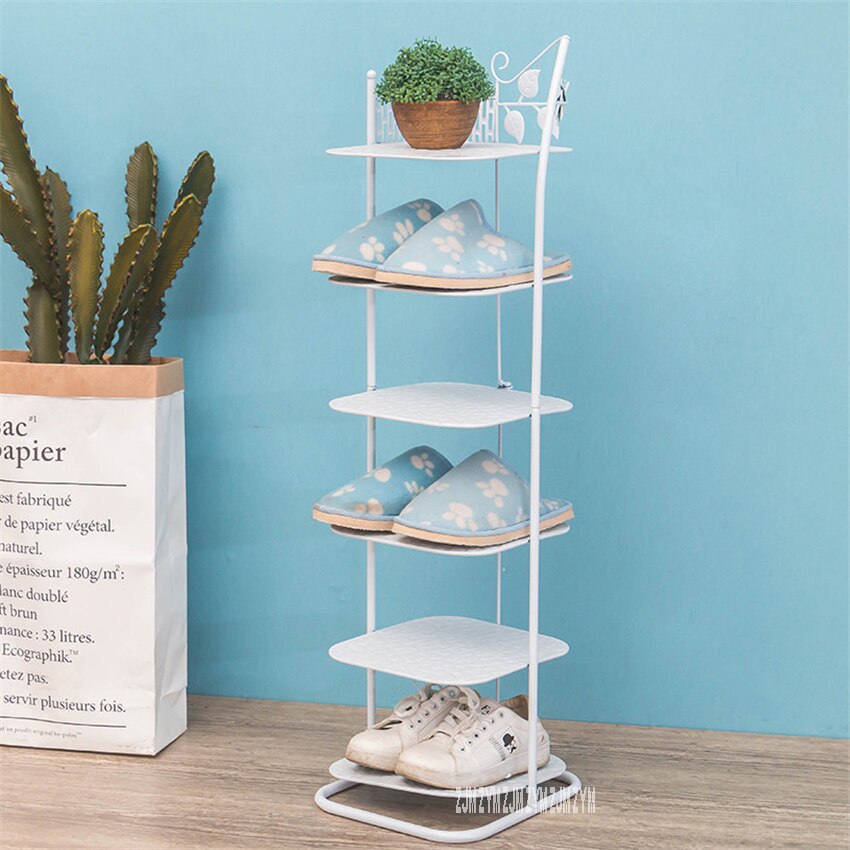 XJ0017 Moderne Eenvoudige Huishoudelijke Creatieve Lron Bakken Afwerking Multi-layer Schoen Ruimte Rack Kleine Schoen Kast 6-Tier display Frame: witte kleur