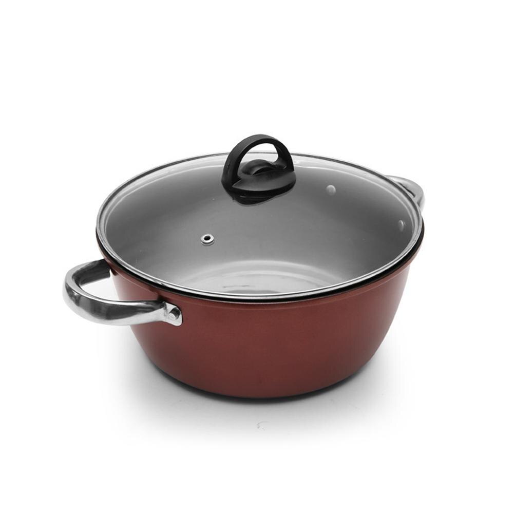 Home Induction Cooker Soup Pot with Double Ear Deep Stew Pot with Clear Lid