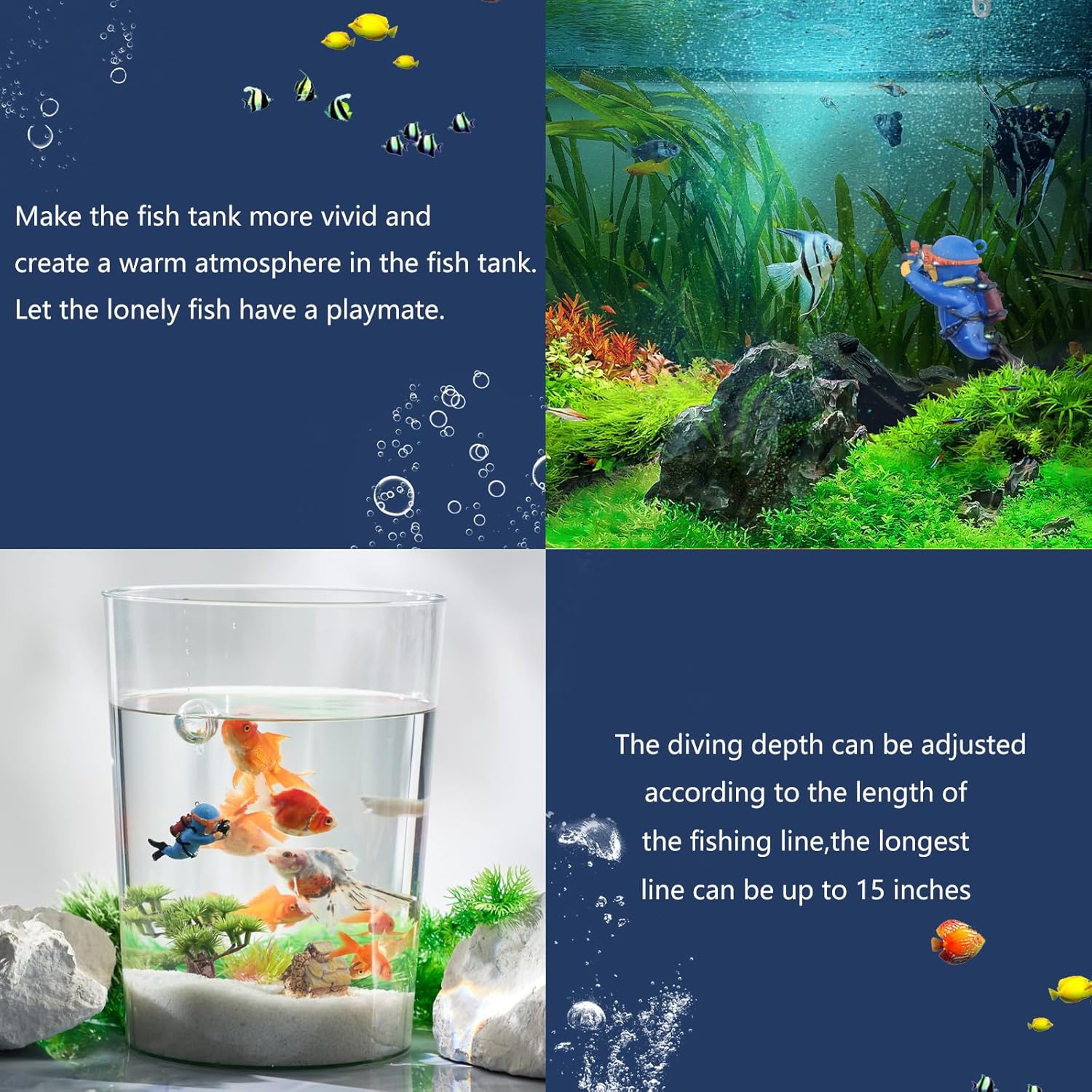 Fish tank Decoration Floating Ornaments Small Figurines Complete Set Diver Blue Guy Underwater Scenery Bottom Figurines