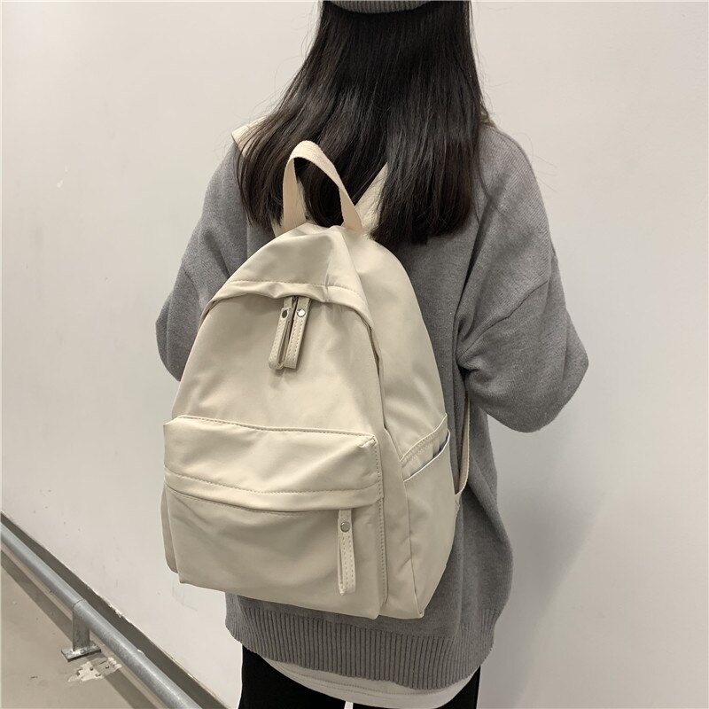 Mochila de lona para mujer, morral escolar de Color sólido para chicas adolescentes, bolsos de hombro escolares para estudiantes