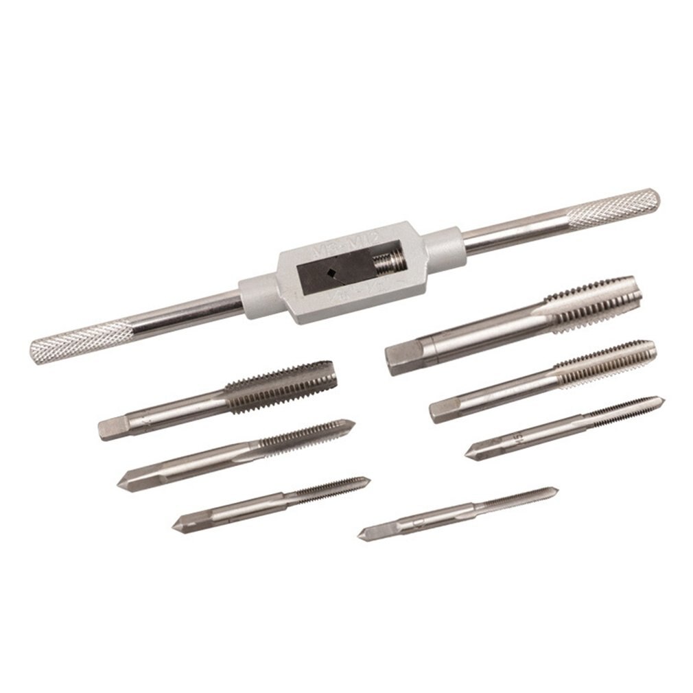 8pcs/set Metric Metal HSS Tap Die Set M3 M4 M5 M6 M8 M10 M12 Screw Thread Plugs Taps with Wrench Broaching Hand Tools Set