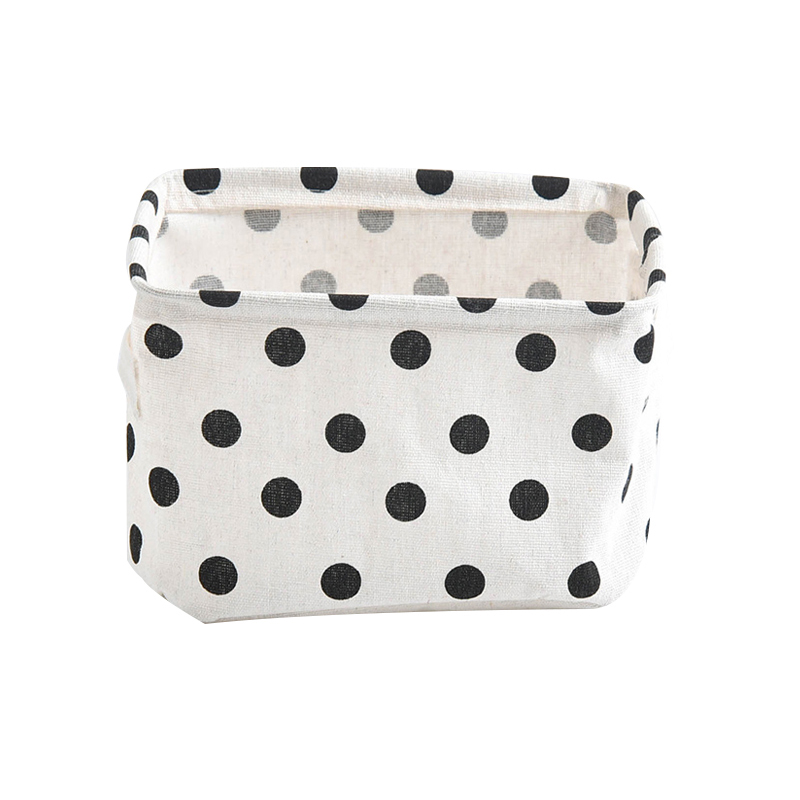 Foldable Canvas Storage Basket With Handle Cosmetic Toy Organizer Underwear Socks Clothes Storagebag Office Stationery Organizer: Blue