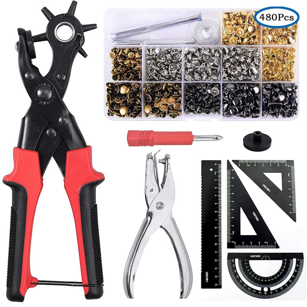 Leer Gat Punch Set Multi Gat Maker Tool Kit Voor Riemen Horloge Bands Bandjes Halsbanden Zadels Schoenen Stof Diy thuis Puncher