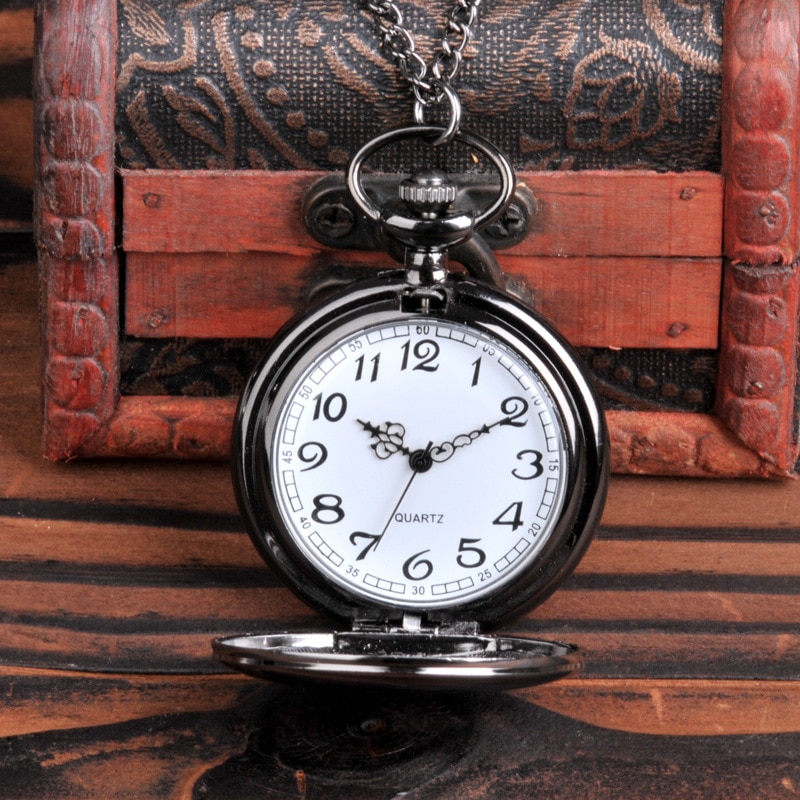 8003Smooth And Bright Retro Two-faced Pocket Watch Silver Pocket Watch With Necklace Pocket watch Two Colors To Choose