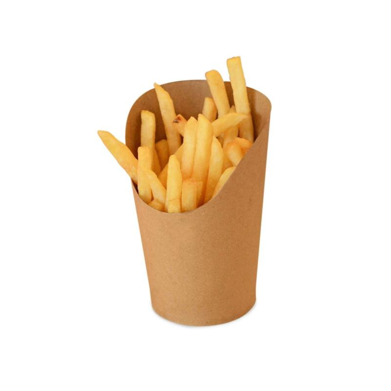 100pcs 14oz Kraft Paper Cup Holder Disposable Take-Out Egg Puff French Fries Chips Snacks Dipping Cups Party Supplies