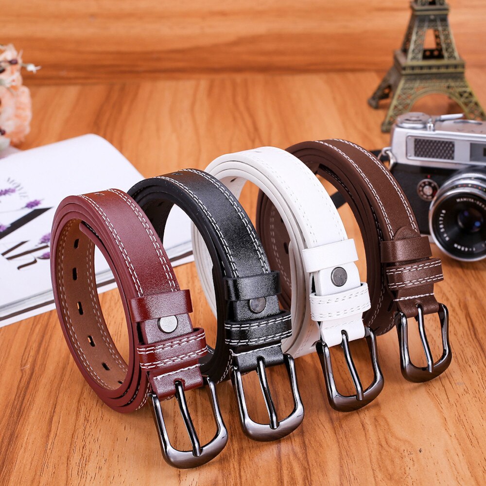 Top femmes dame filles maigre taille ceinture mince en cuir boucle étroite ceinture soutien et directe