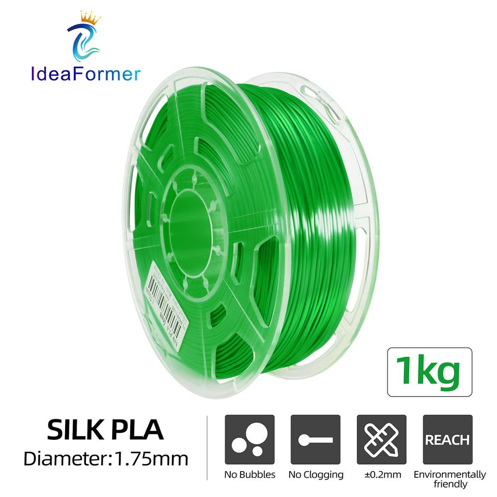Ideaformer 1.75Mm Pla Zijde-Pla Filament 1Kg Transparante Spool Multi-Coloured Verbruiksartikelen 3D Plastic Printing Materialen filamento.: Silk PLA-Green