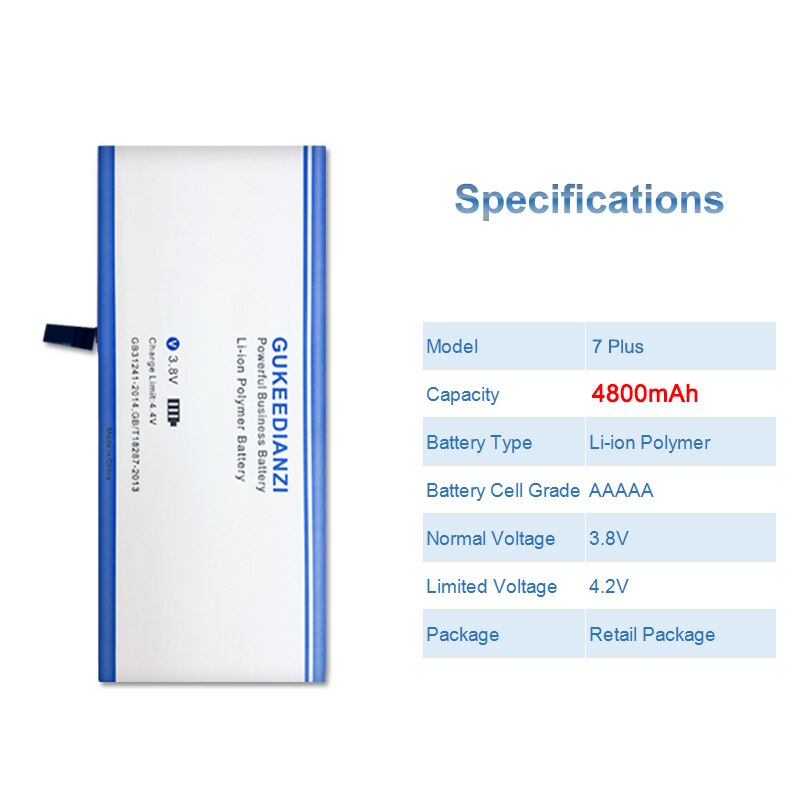 GUKEEDIANZI 4800mAh Ersatz Batterie Für iPhone 7 Plus Lithium-Polymer Wiederaufladbare Batterie: battery free tool