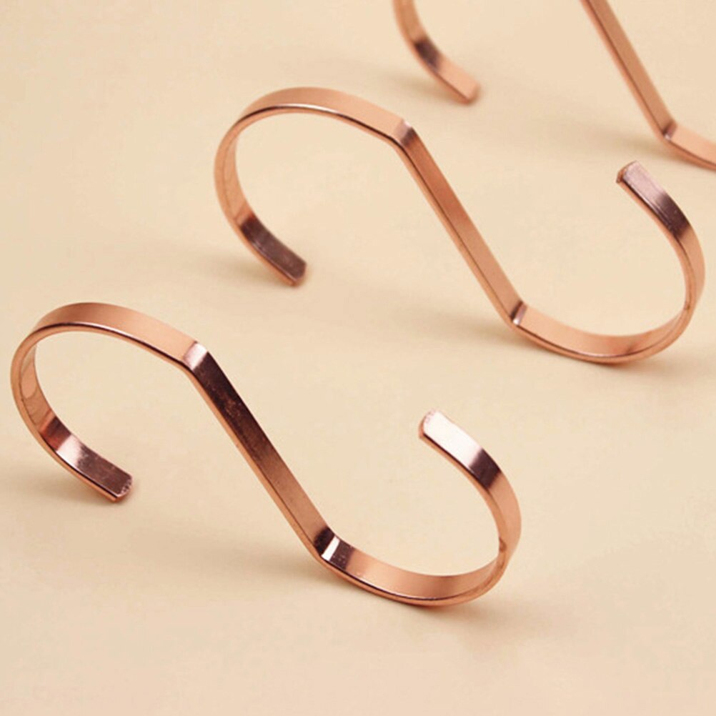 12 Pcs Metal Hook Rose Gold Hanging Hooks S Shaped Small S Nail-Free Hook for Supermarket Display Clothes Prop