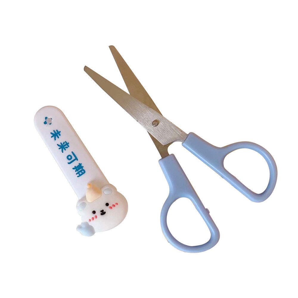 Cartoon Art Scissors with Sleeve Cute Multifunctional Stainless Steel Hand Scissors Mini Portable School Stationery