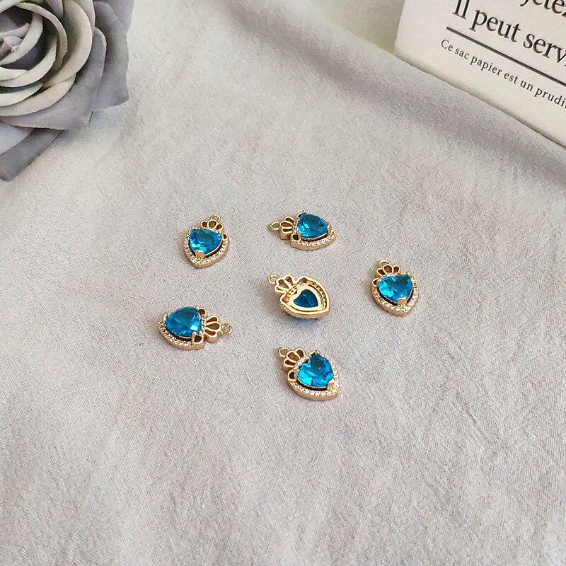 ! 18 x 11mm 50 stk krystall/kubikk zirconia hjerteform sjarm til øredobber gjør-det-selv deler, smykkefunn og komponenter: Blå