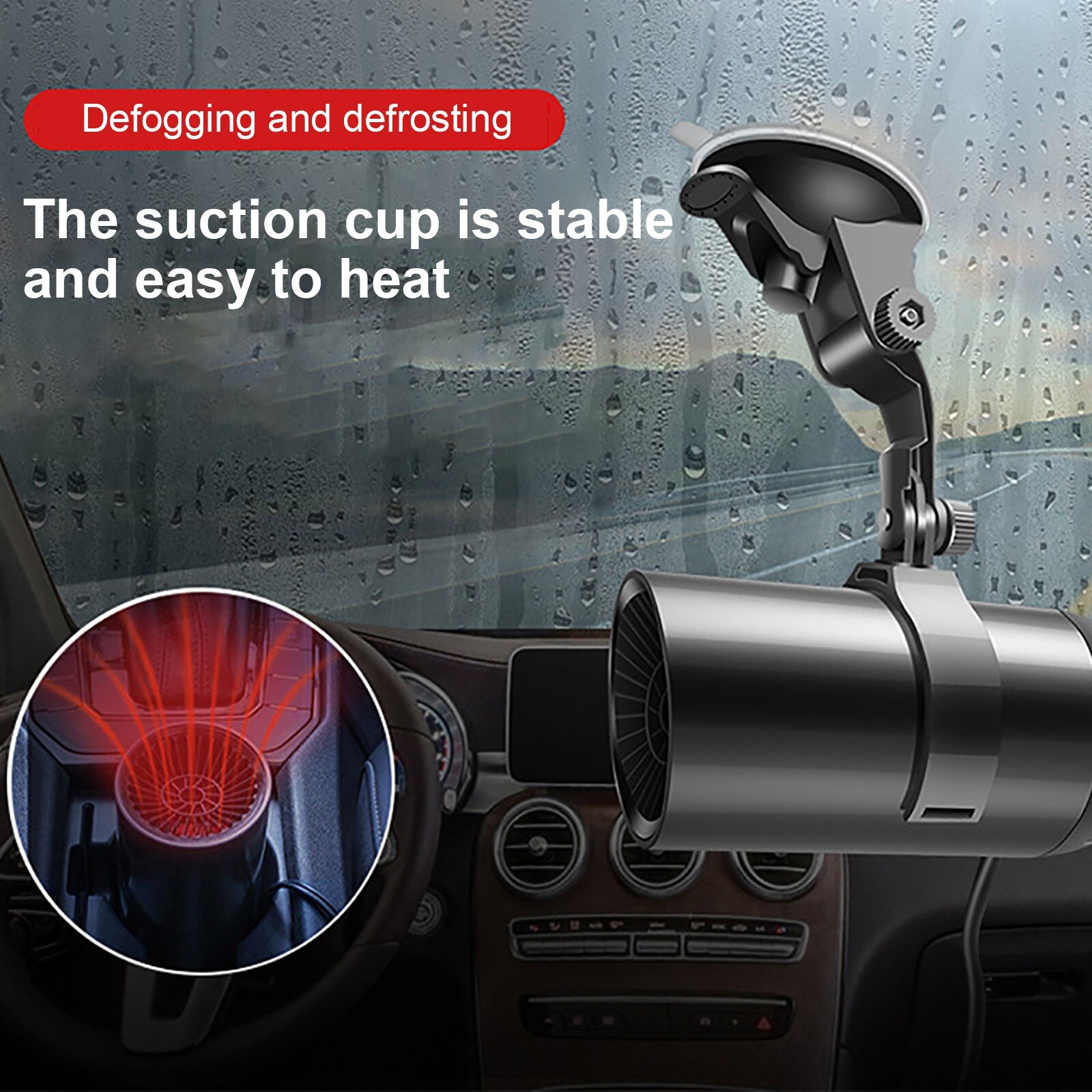 Auto Heater + Zuignap Verwarming Koelventilator Multifunctionele Mini Draagbare Voorruit Defogging Ontdooier Auto Elektrische Kachel