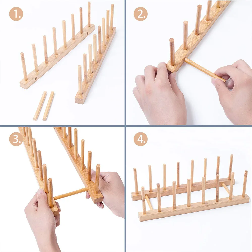Geschirrständer aus Holz, Tellerständer, Topfdeckelhalter, Küchenschrank-Organizer für Tasse, Schneidebrett, Schüssel, Wäscheständer und mehr