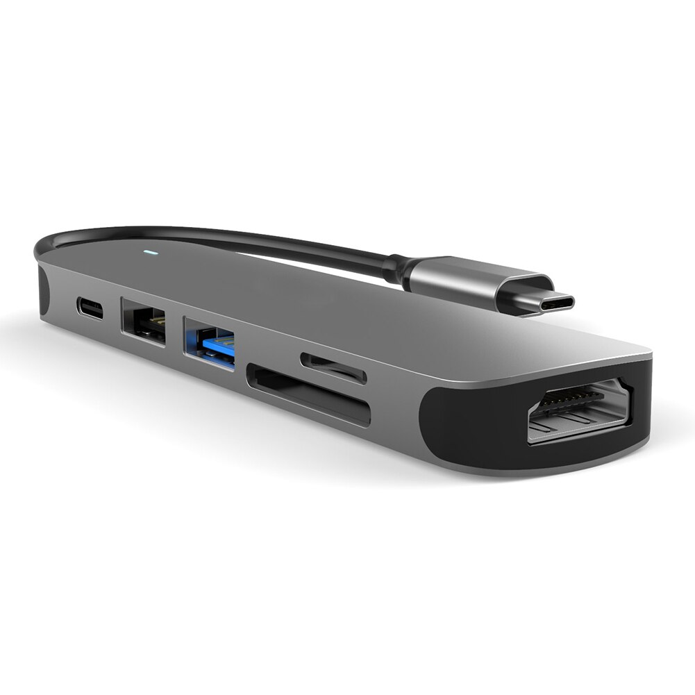 Notebook Smartphone Uitbreiding Converter 6 In 1 Usb Type C Hub Adapter Met 4K Hdmi Usb 3.0 2.0 Pd opladen Kaartlezer