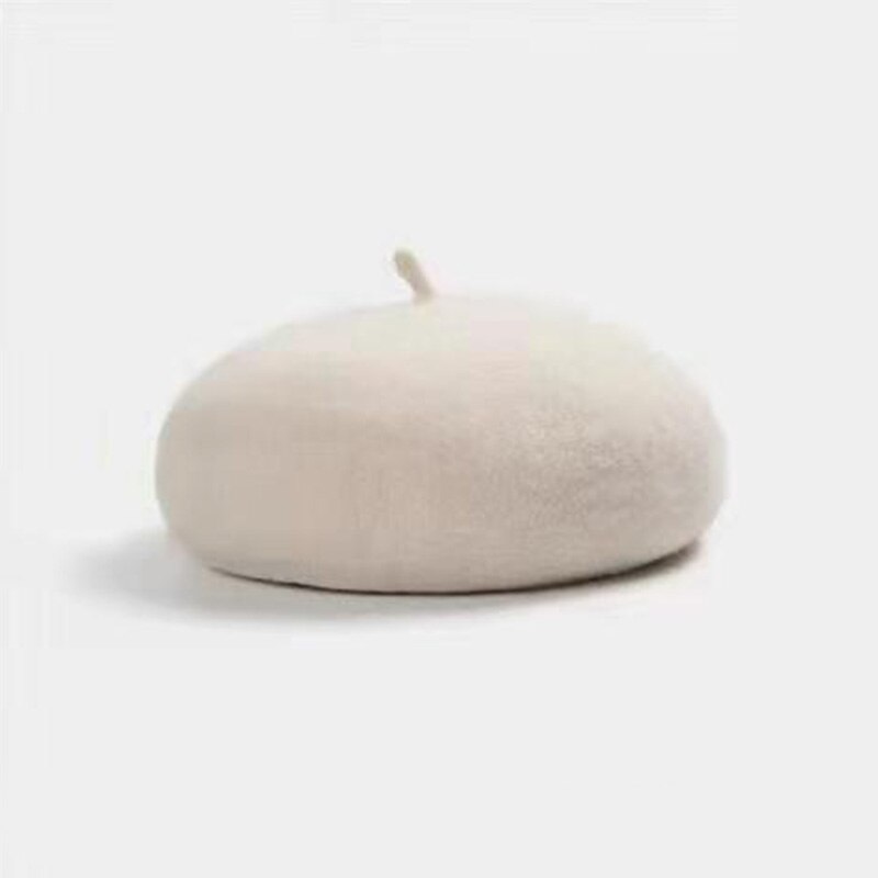 Cappelli da donna eleganti berretto da donna cachemire peloso morbido artista francese berretti berretto inverno donna elegante cappello da pittore di lana solido: bianca