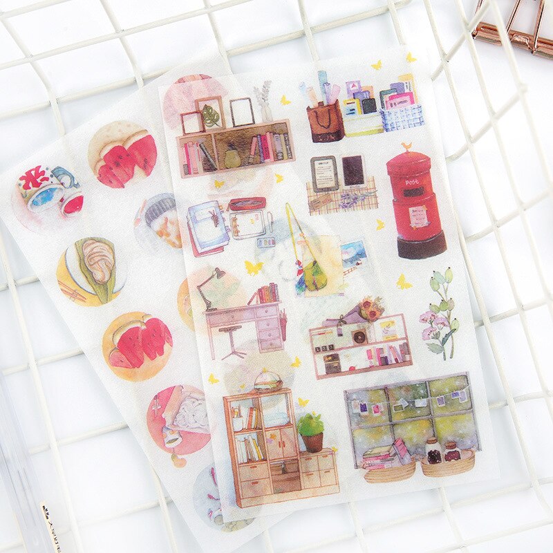 Xinaher 6 ark/parti mitt hus liv dekorasjon papir klistremerke pakke gjør selv dagbok dekorasjon klistremerke album scrapbooking