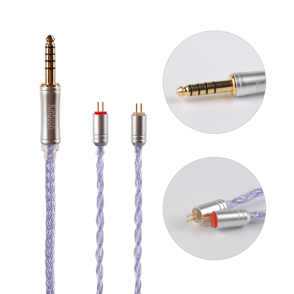 Kinboofi 16- adriges 2.5/3.5/4.4mm hochreines, versilbertes kabel mit mmcx /2- pin/qdc-stecker,  v90 ba5 kz zsx blon bl -03 bl-05: 2- polig 4.4mm
