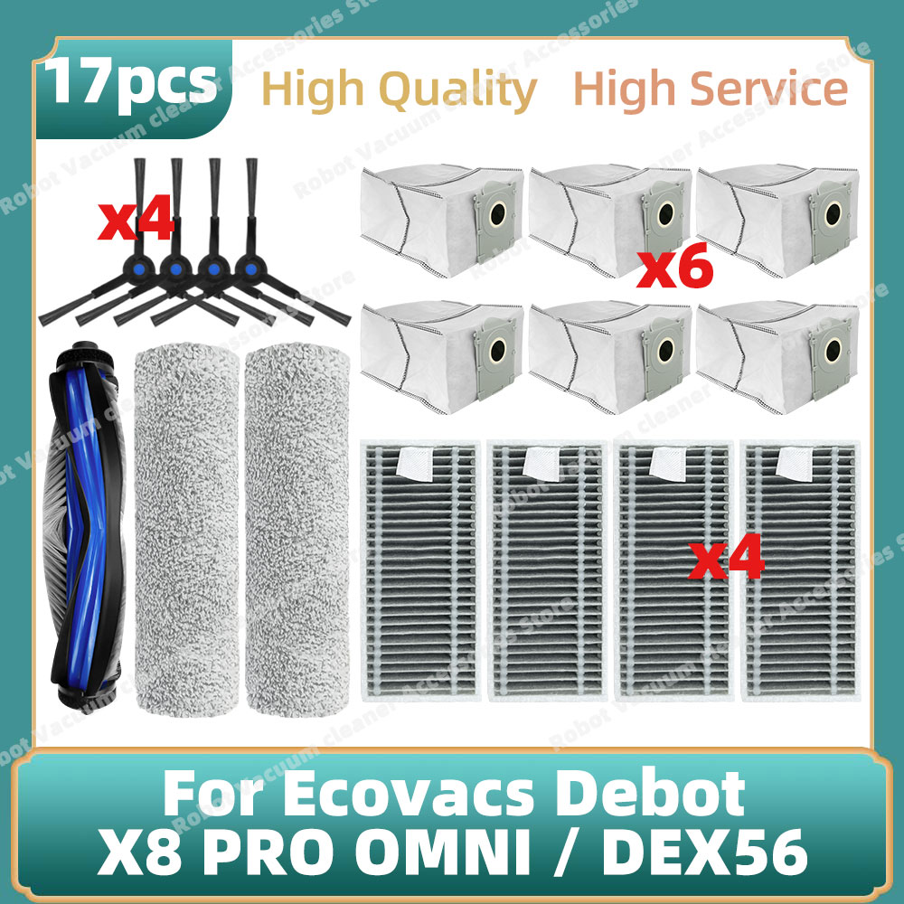 Compatibel Voor Ecovacs Deebot X8 PRO OMNI/DEX56 Accessoires Belangrijkste Zijborstel Mop Doek Stofzak Vervangende Onderdelen: Beige
